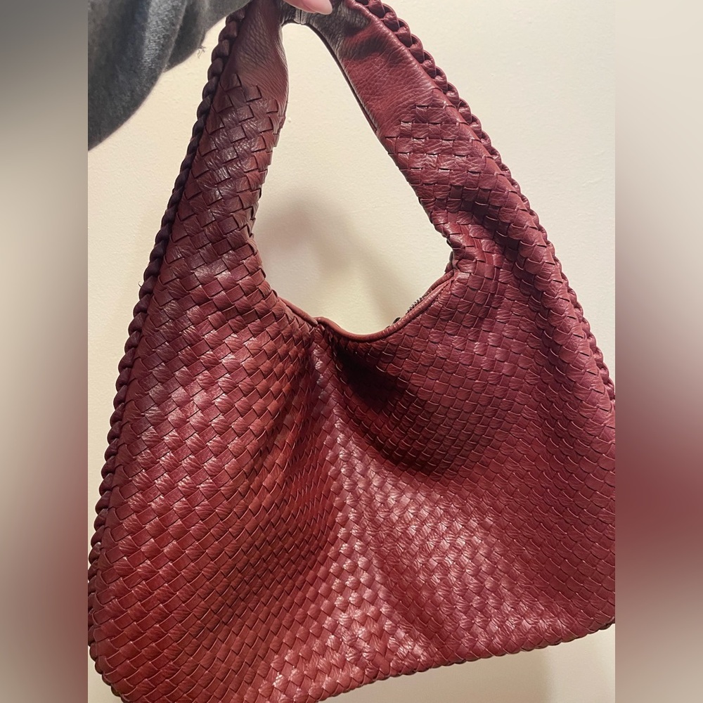 Commense Burgundy Woven Bag.
